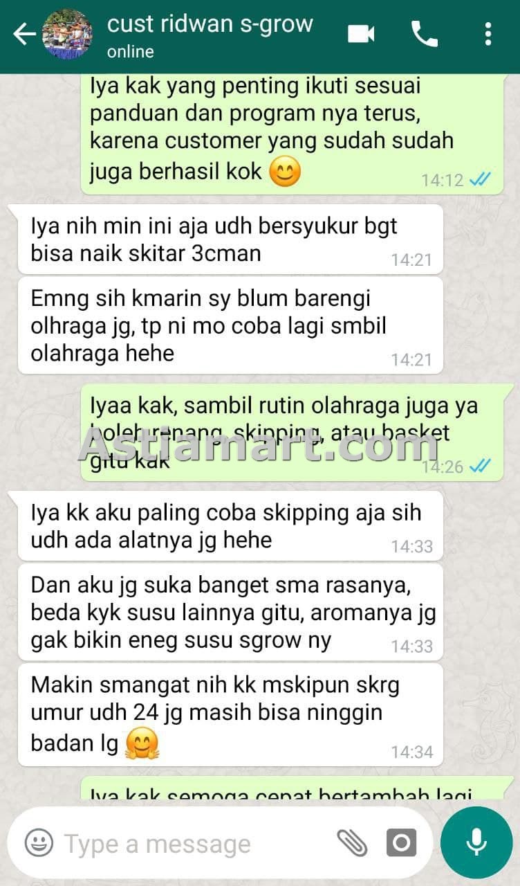 testimoni s-grow susu peninggi badan 14